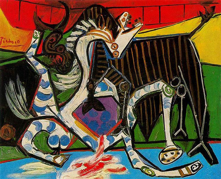 Pablo Picasso Classical Painting Hunting Bullfight Surrealism